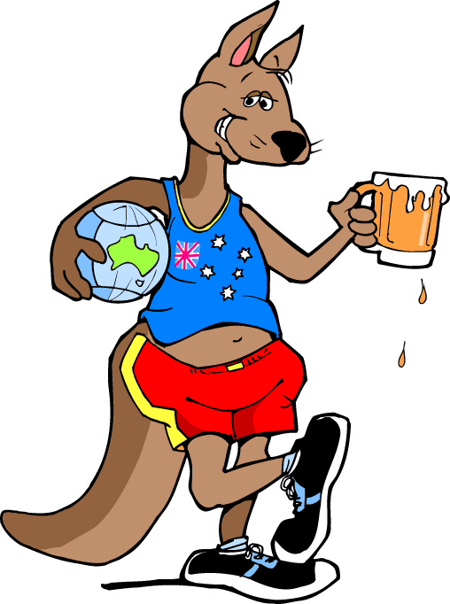australian kangaroo with beer