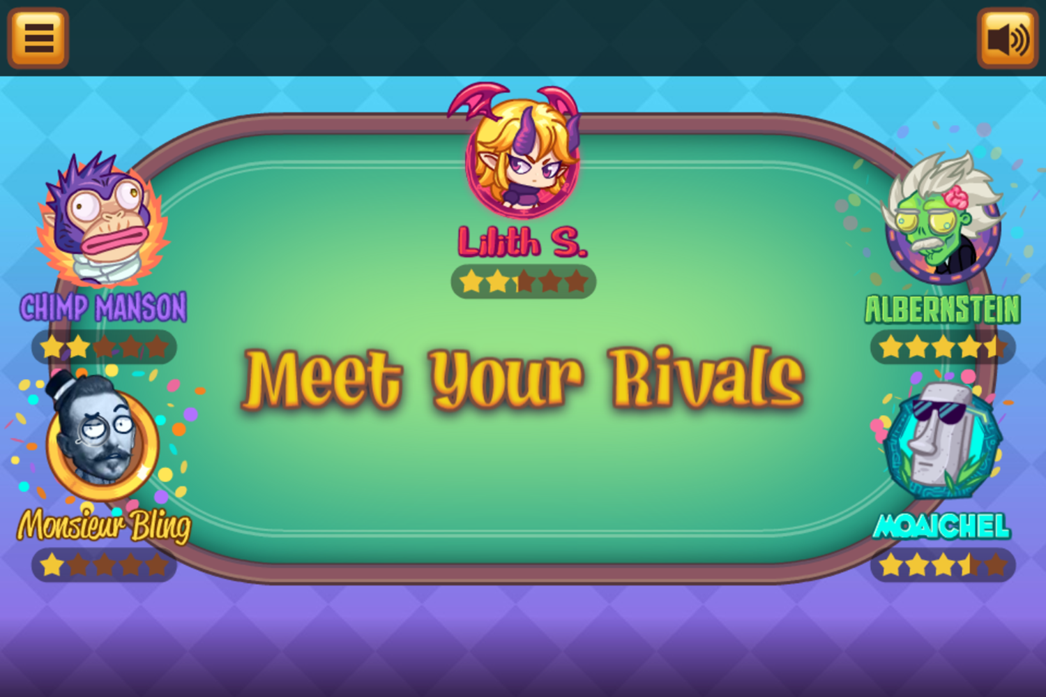 Banana Poker Game Meet Your Rivals Screen Screenshot.