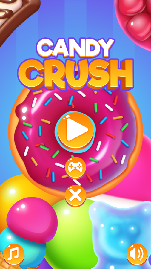 Candy Crush Game Welcome Screen Screenshot.