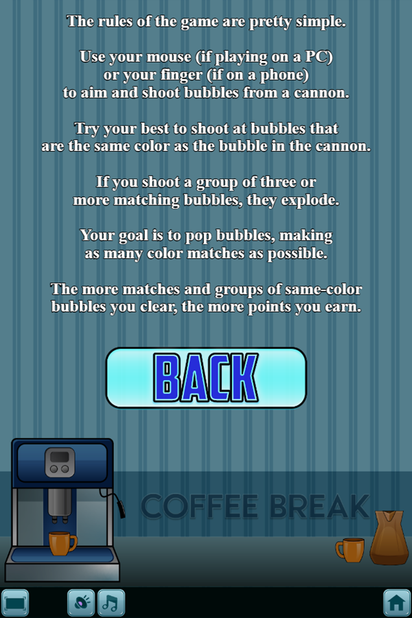 Coffee Break Game How to Play Screen Screenshot.