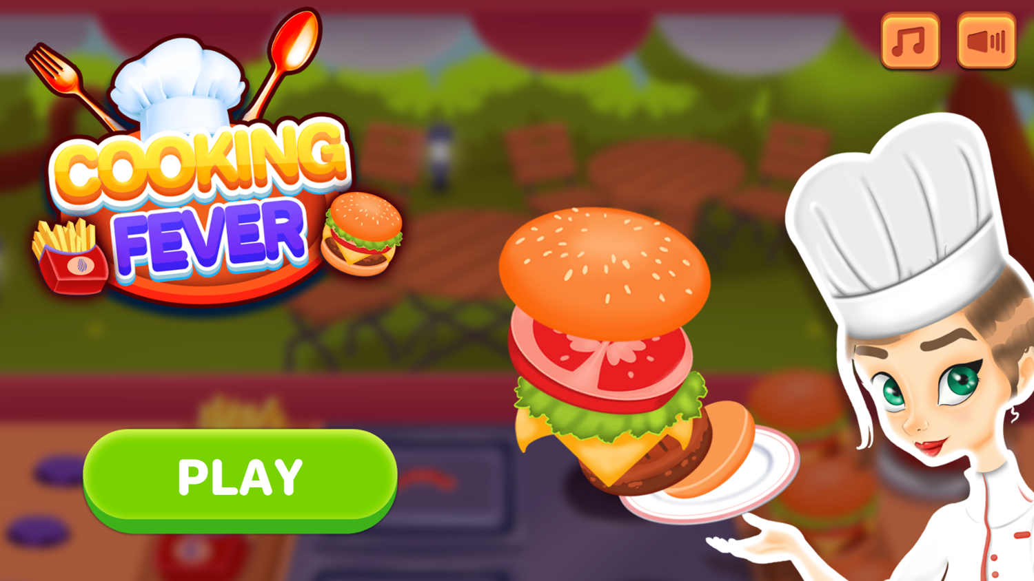 Cooking Fever Game Welcome Screen Screenshot.