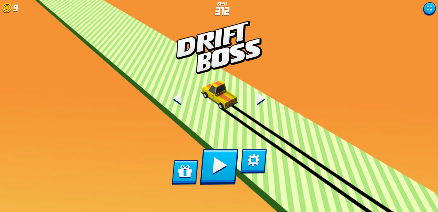 Drift Boss Game Welcome Screen.