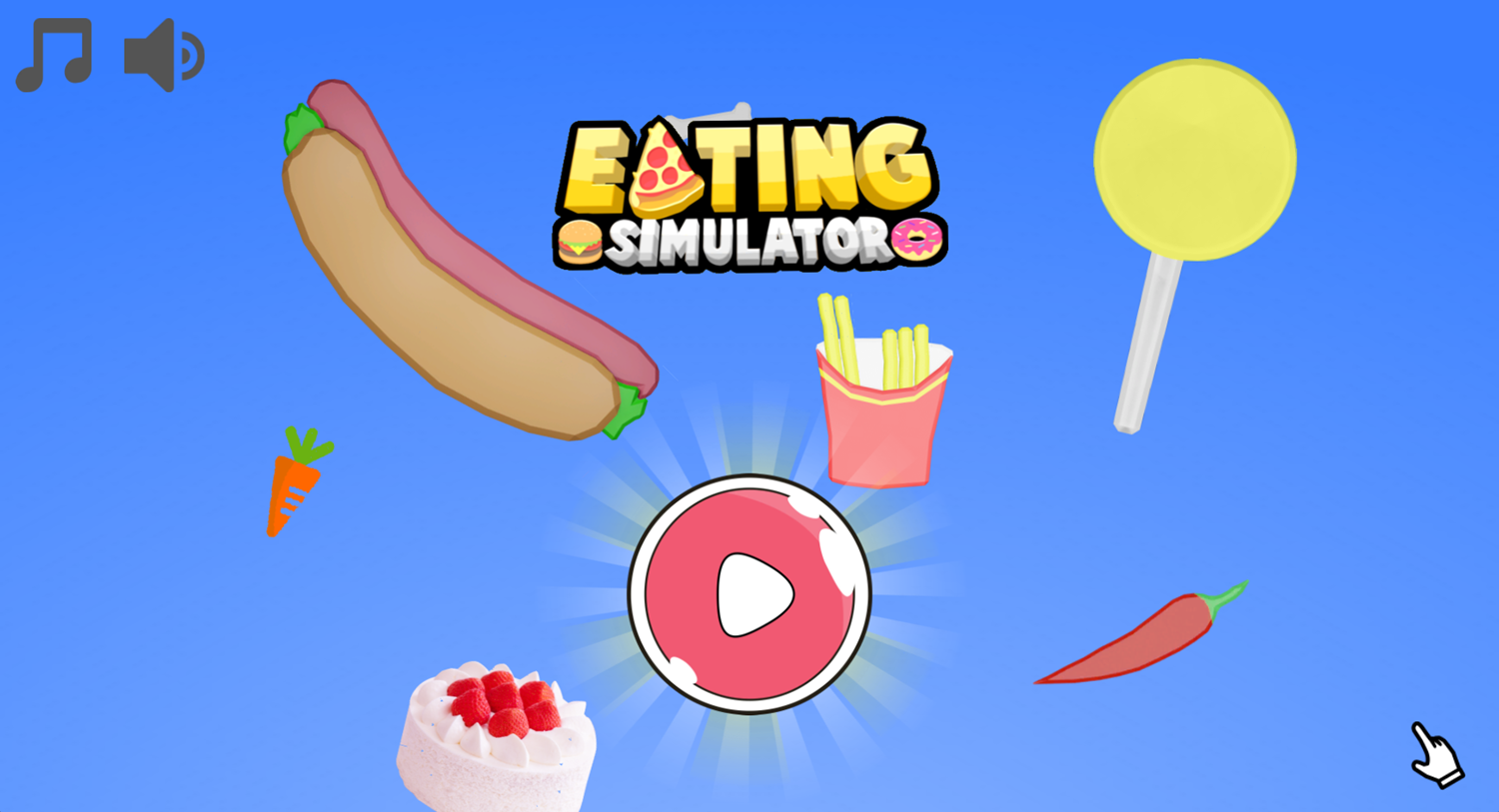 Eating Simulator Game Welcome Screen Screenshot.