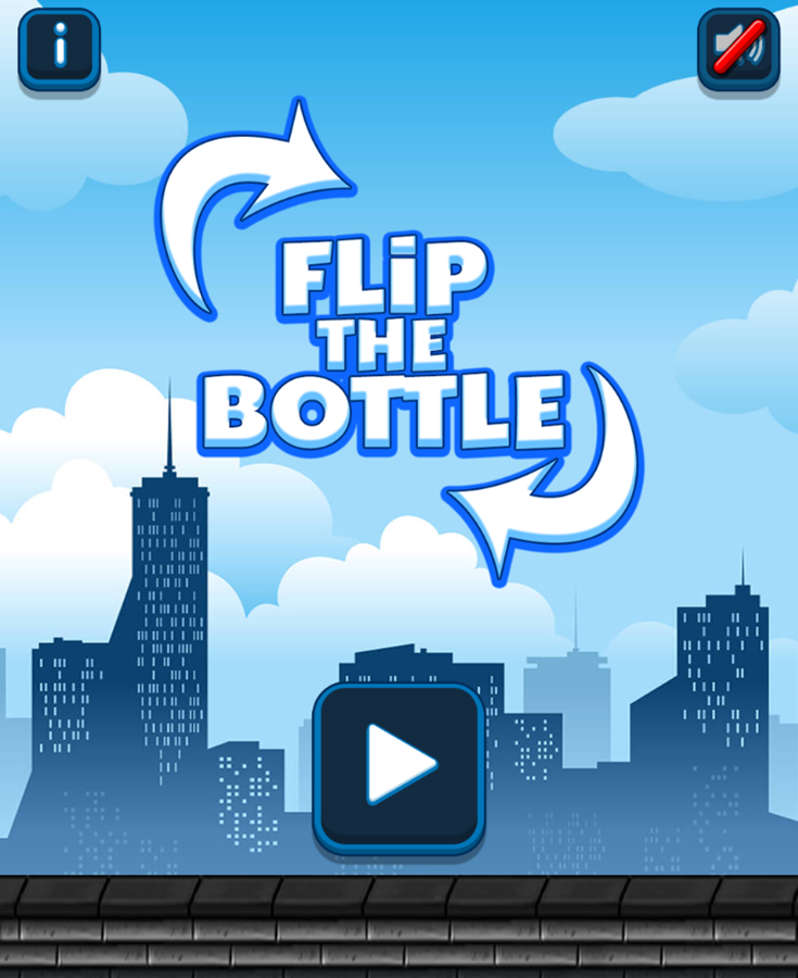 Flip The Bottle Game Welcome Screen Screenshot.