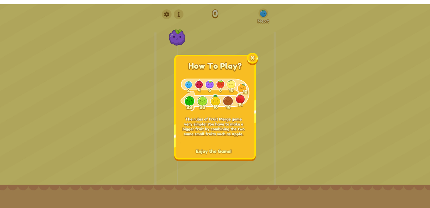 Fruit Merge Game How to Play Screen Screenshot.