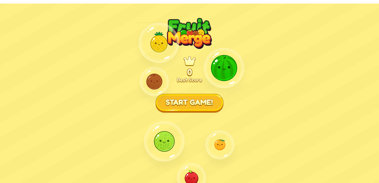 Fruit Merge Game Welcome Screen Screenshot.