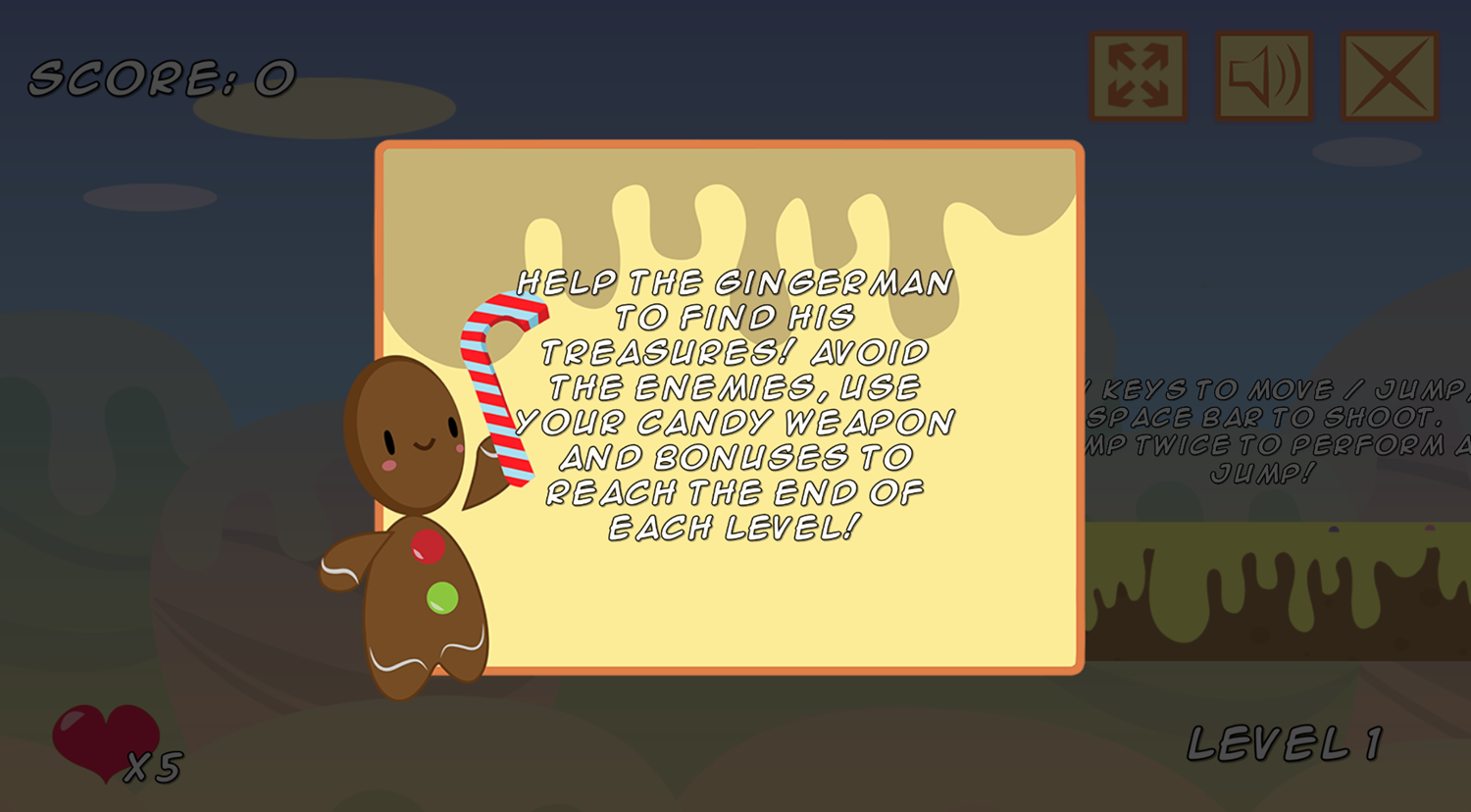 Gingerman Rescue Game Play Instructions Screen Screenshot.