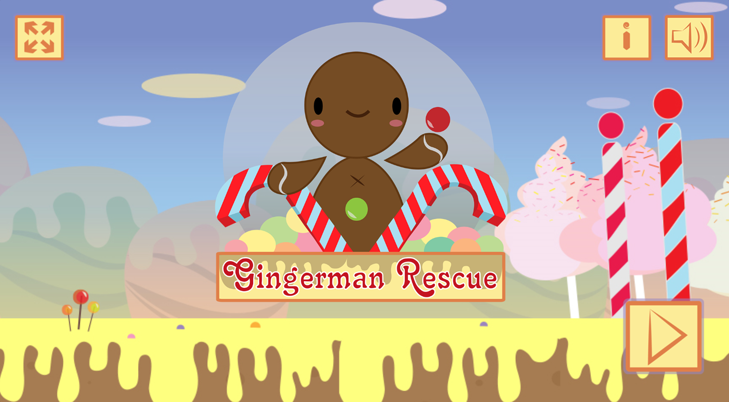 Gingerman Rescue Game Welcome Screen Screenshot.