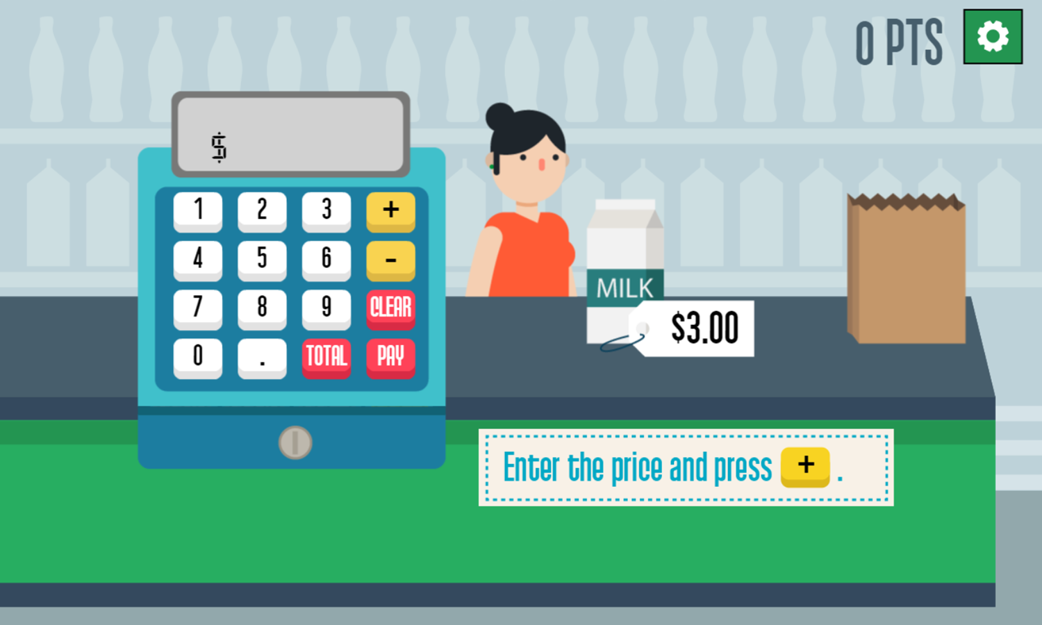 Grocery Cashier Game Enter Price Screenshot.