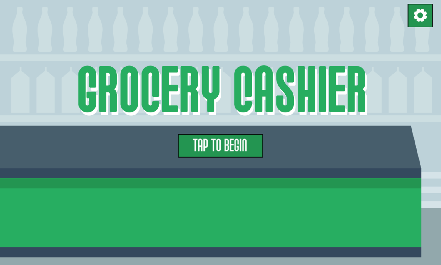 Grocery Cashier Game Welcome Screen Screenshot.