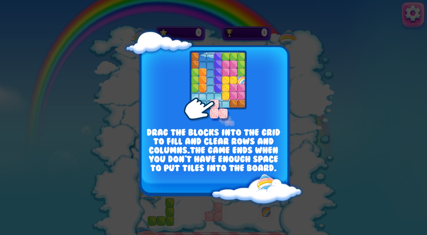 Gummy Blocks Game How to Play Screen Screenshot.