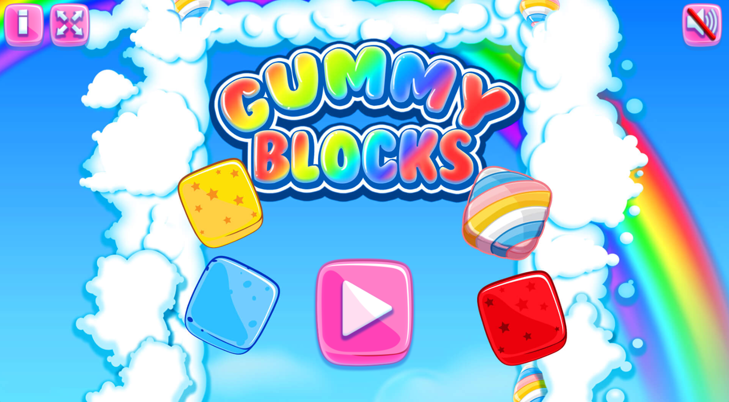 Gummy Blocks Game Welcome Screen Screenshot.