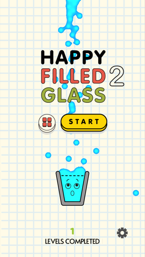 Happy Filled Glass 2 Game Welcome Screen Screenshot.