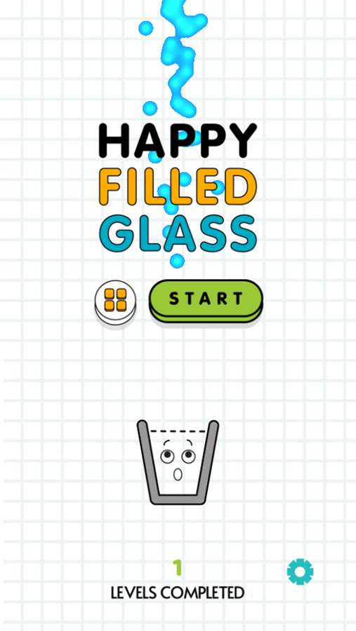 Happy Filled Glass Game Welcome Screen Screenshot.