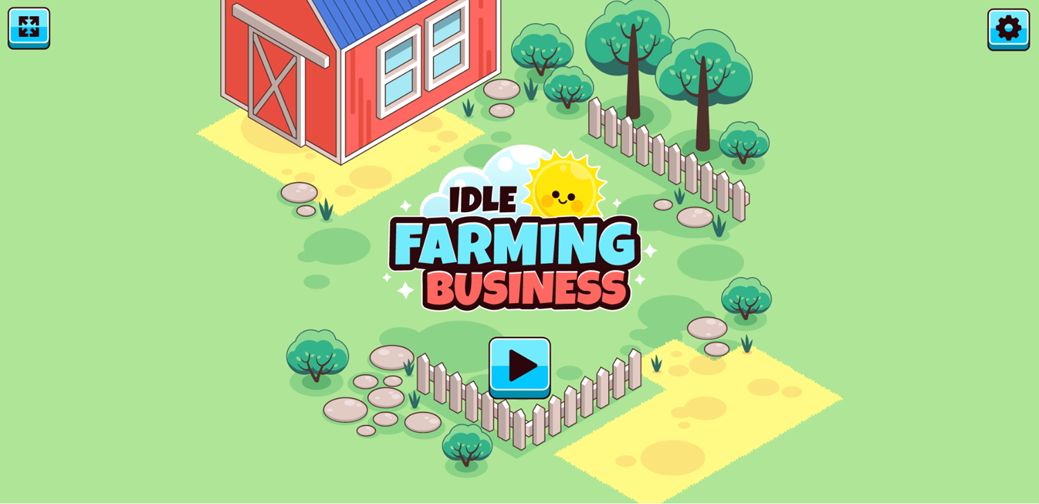 Idle Farming Business Game Welcome Screen.