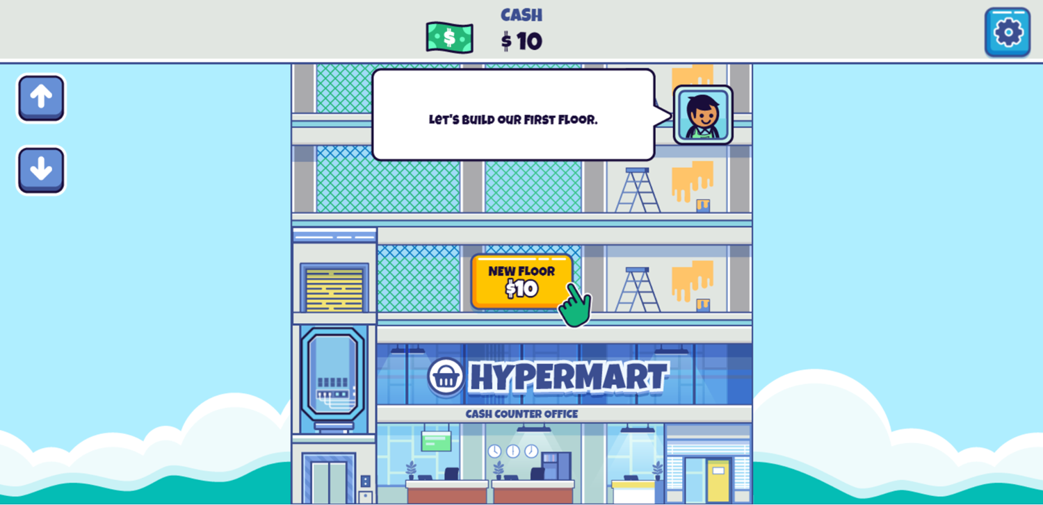 Idle Hypermart Empire Game Build First Floor Screenshot.