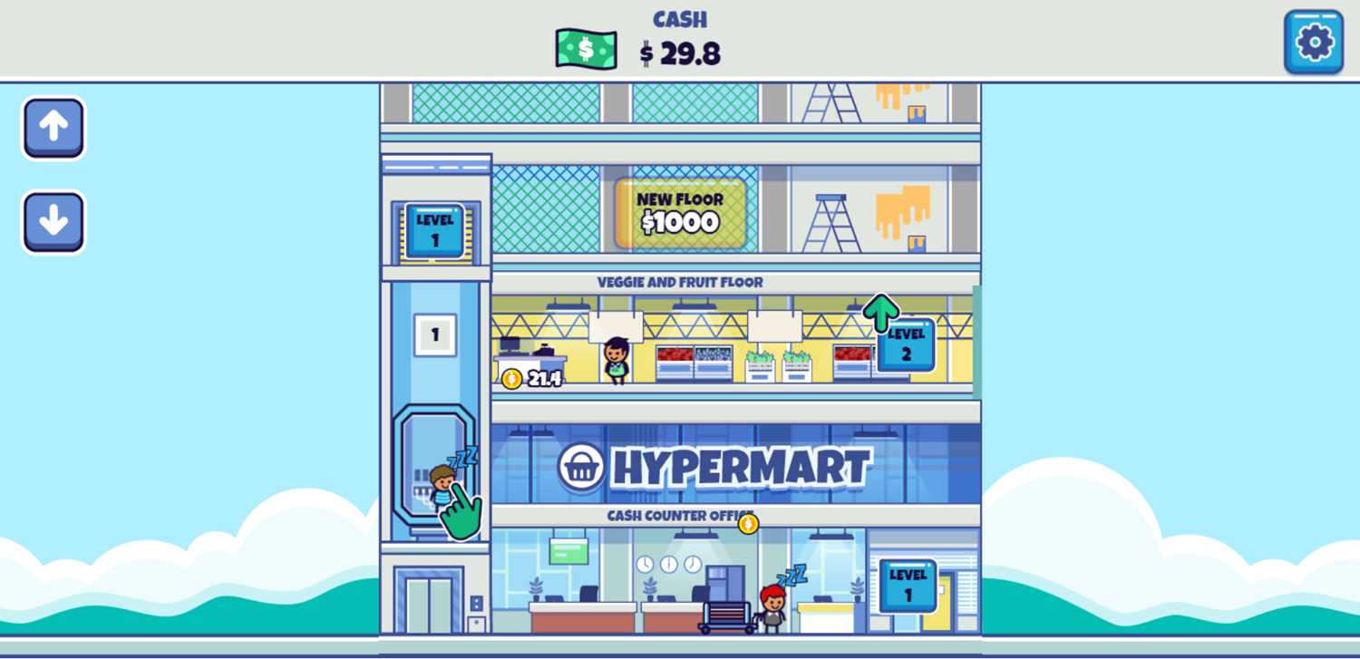 Idle Hypermart Empire Game Screenshot.