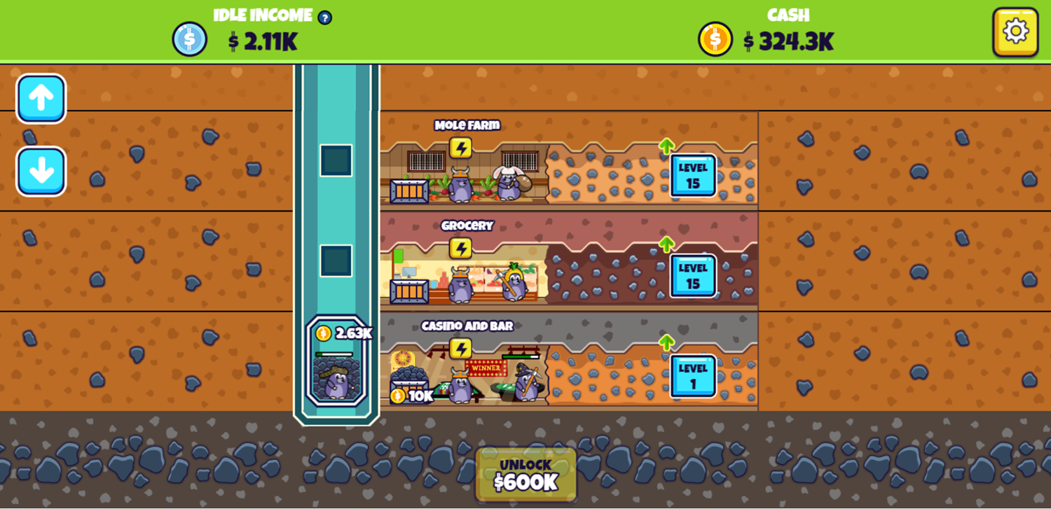 Idle Mole Empire Gameplay Screenshot.