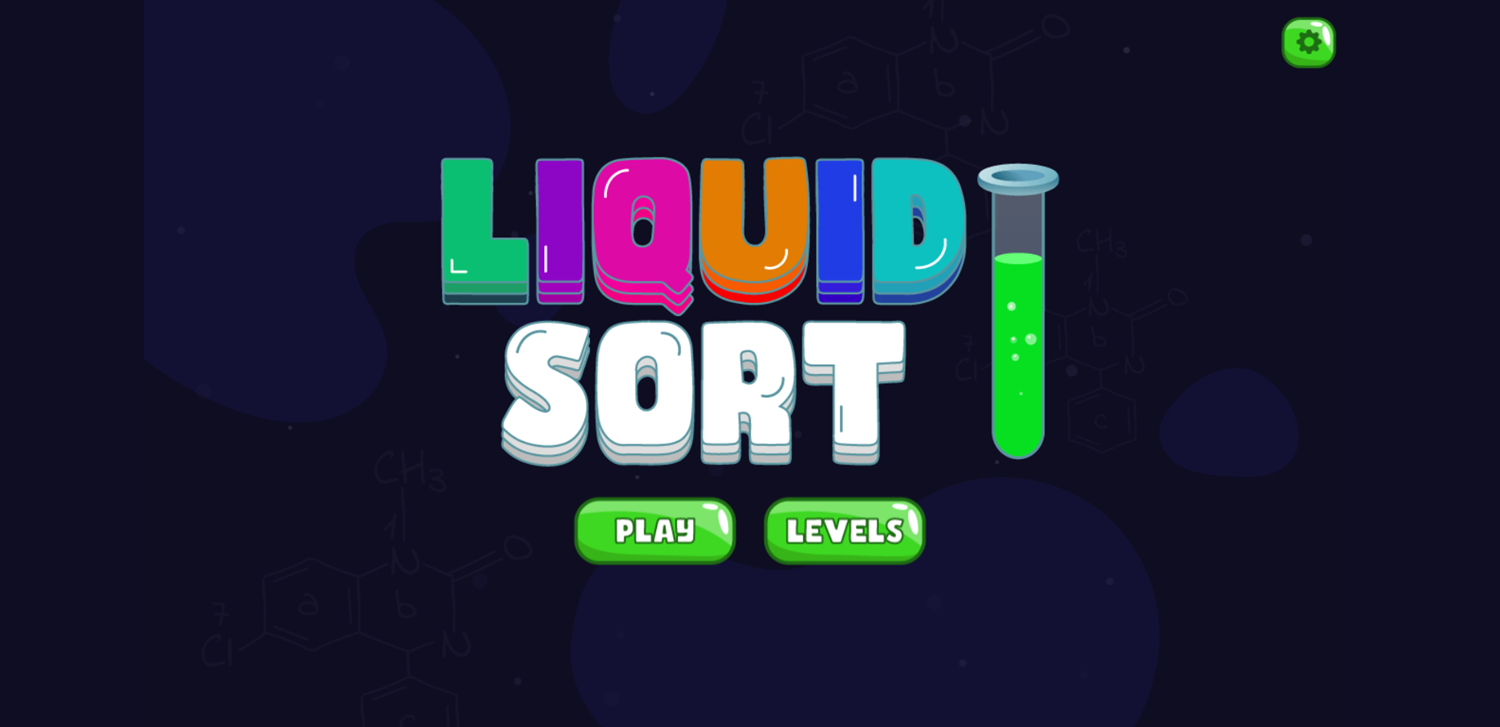 Liquid Sort Game Welcome Screen Screenshot.