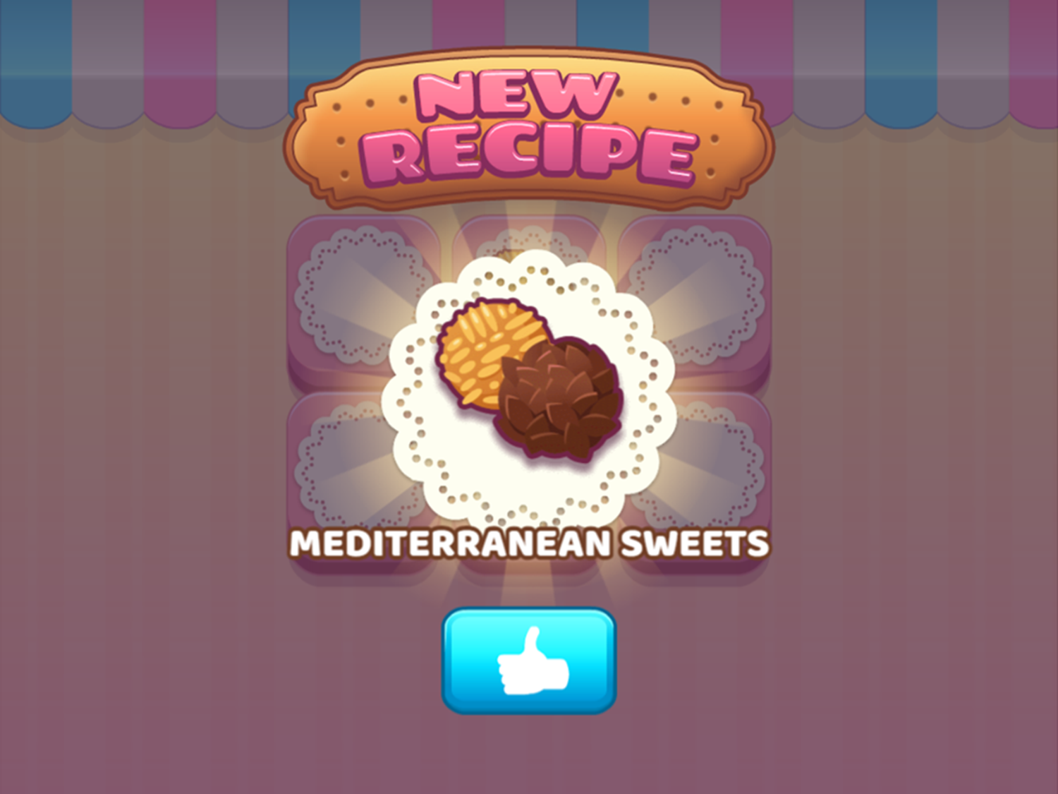 Merge Cakes Game New Recipe Screen Screenshot.