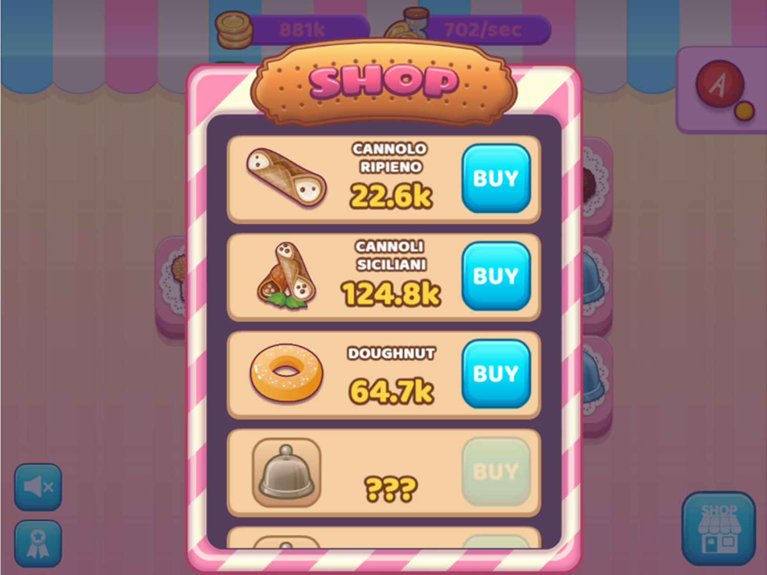 Merge Cakes Game Shop Screen Screenshot.