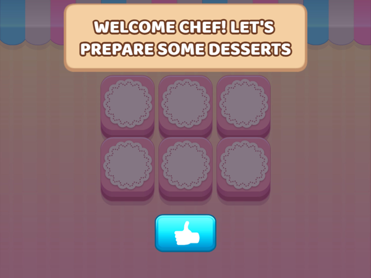 Merge Cakes Game Welcome Screen Screenshot.