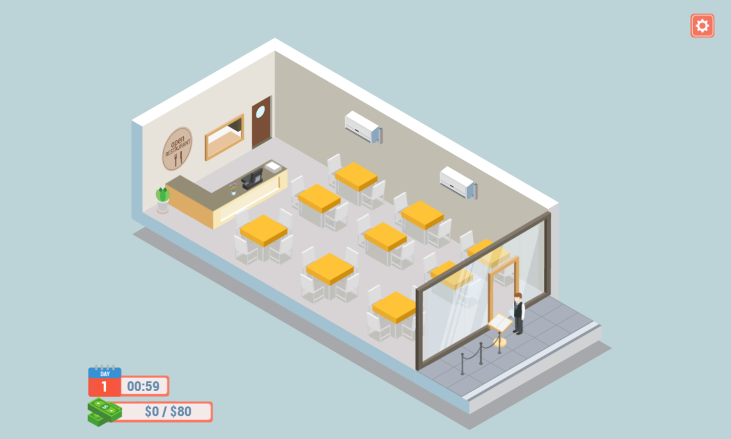 Open Restaurant Game Start Screenshot.