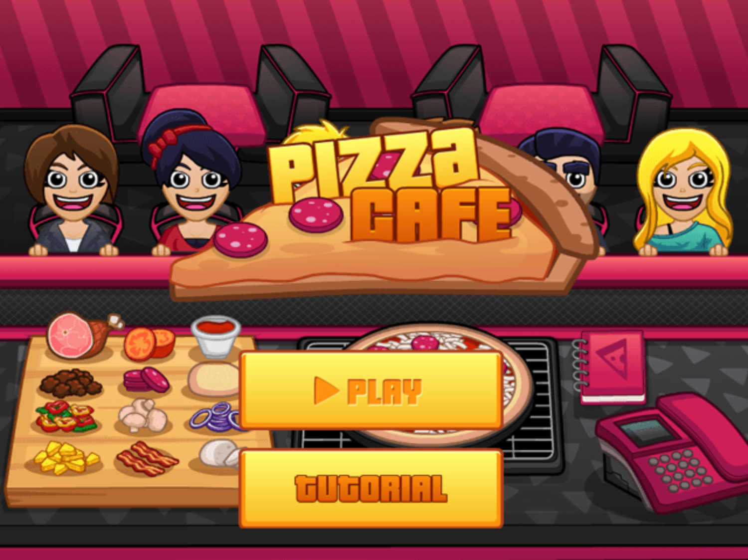 Pizza Cafe Game Welcome Screen Screenshot.