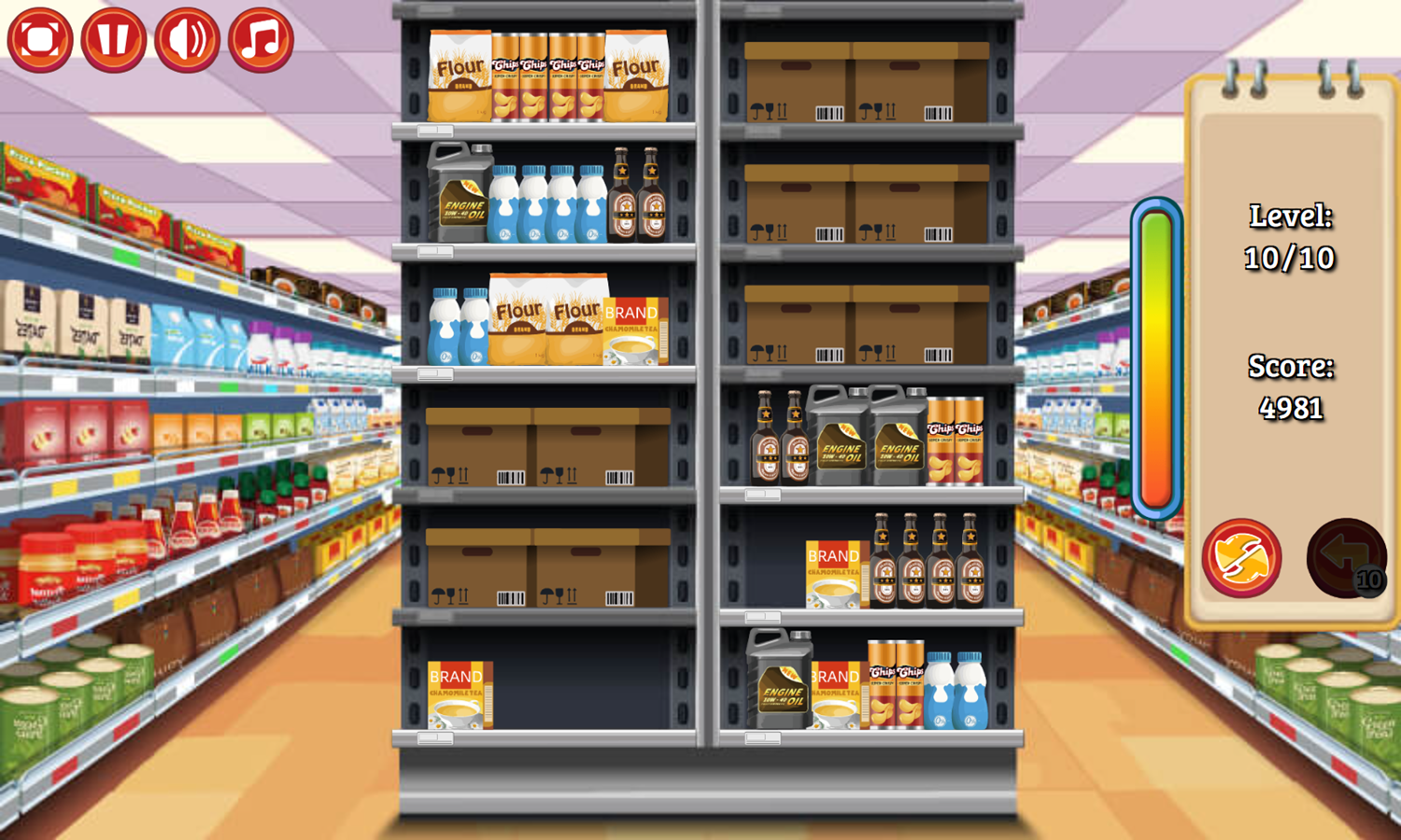 Supermarket Sort Game Final Level Screenshot.