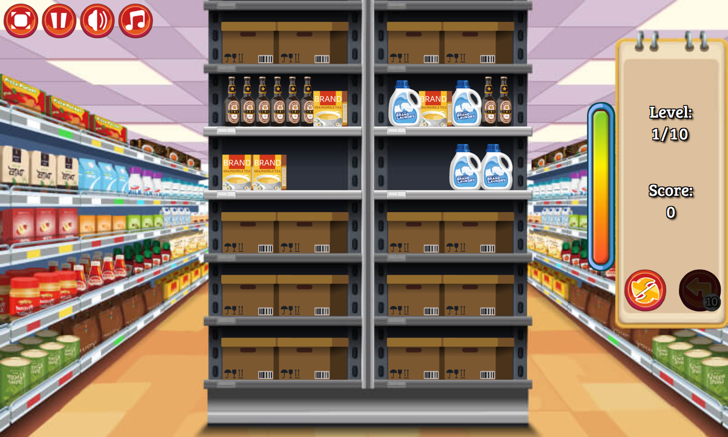 Supermarket Sort Game Screenshot.