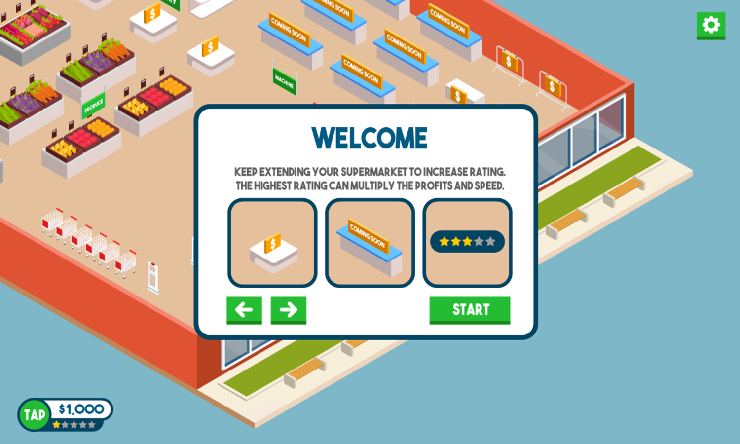 Tap Supermarket Game Tutorial Screen Add New Product Types Screenshot.