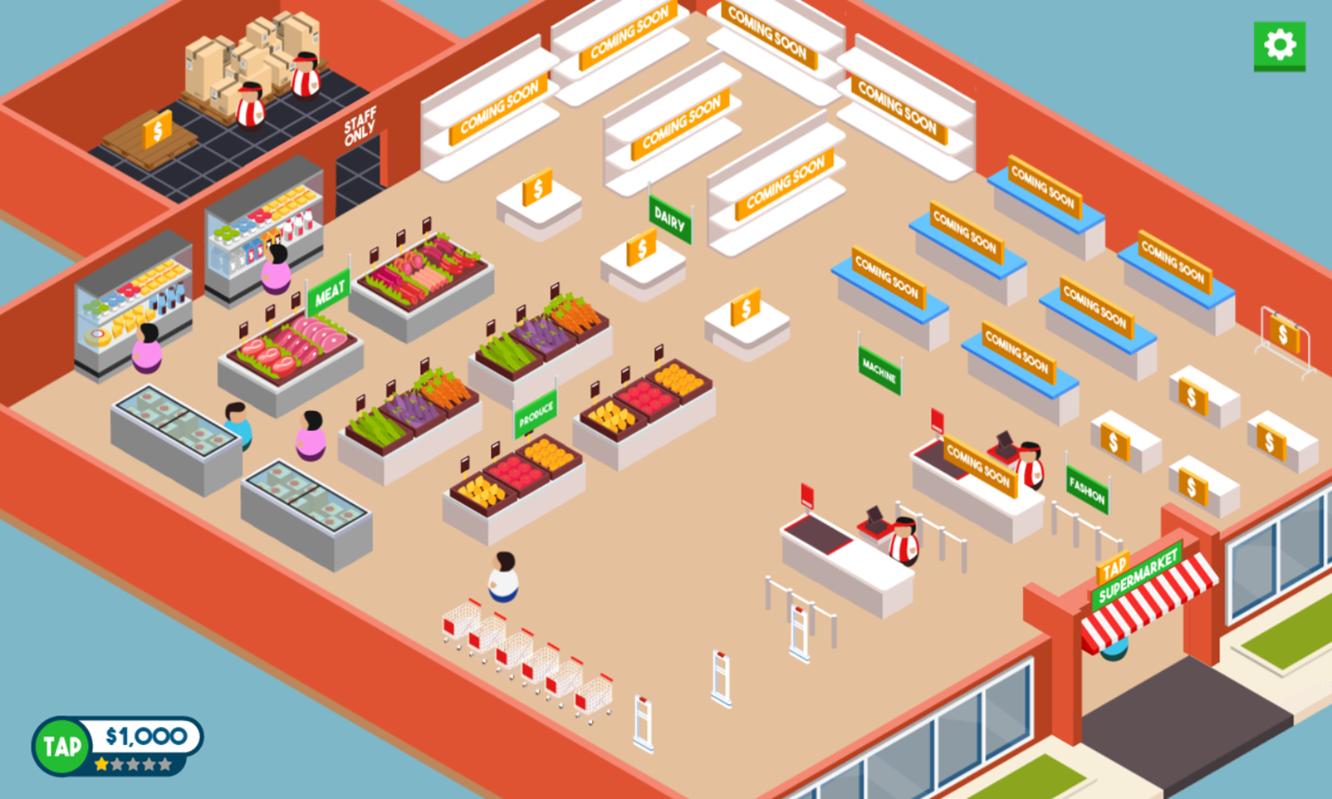 Tap Supermarket Game New Store Screenshot.