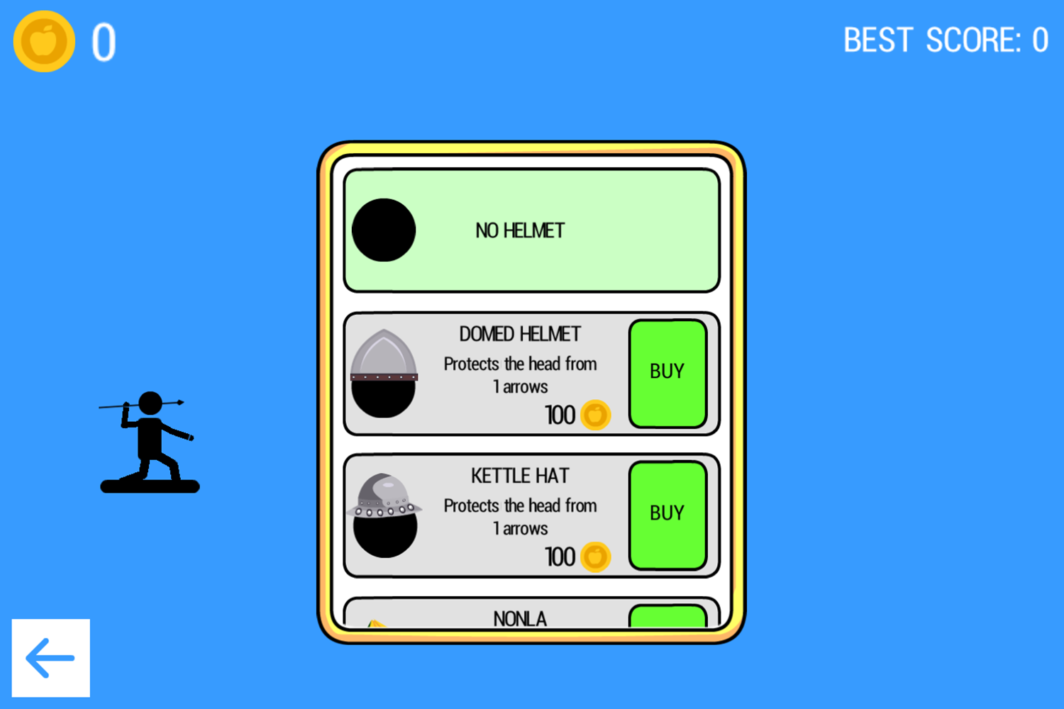 The Spear Stickman Game Shop Screen Screenshot.