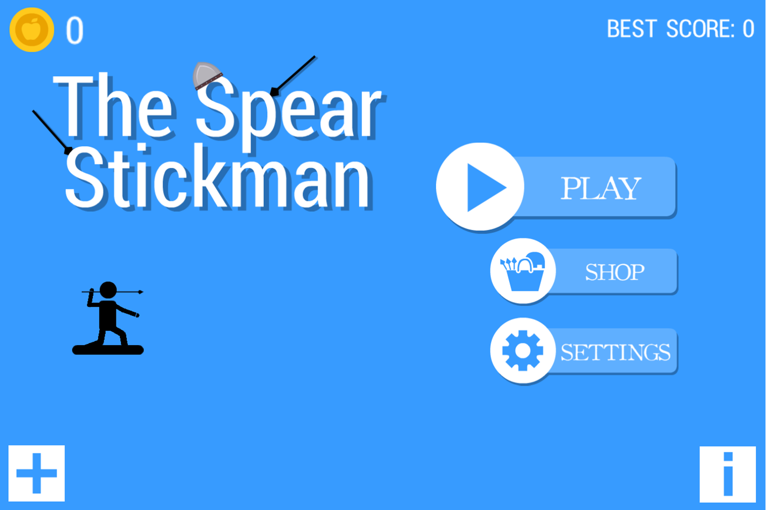 The Spear Stickman Game Welcome Screen Screenshot.